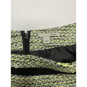 Halogen Women’s Lime Green And Black Tweed Skirt With Black Accents Size 4